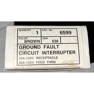 Leviton 6599 Brown GFCI Receptacle 15A 125V Ground Fault Circuit Interrupter